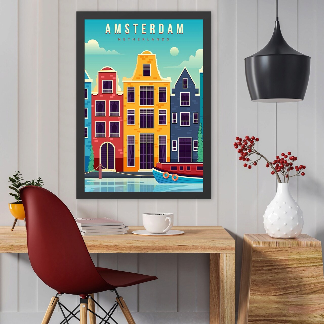 Tablou decorativ, Amsterdam (55 x 75), Polistiren, Multicolor - imagine 3